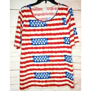 Rare LuLaRoe GiGi 2XL Women’s Shirt – Patriotic Flag Graphic Design Poly/Spandex